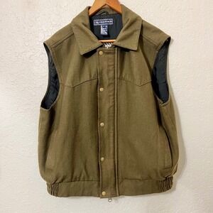 Roper‎ 100% Wool Vest RMEF XL Olive Green Western Cowboy Elk Camp 2010 Patchwork